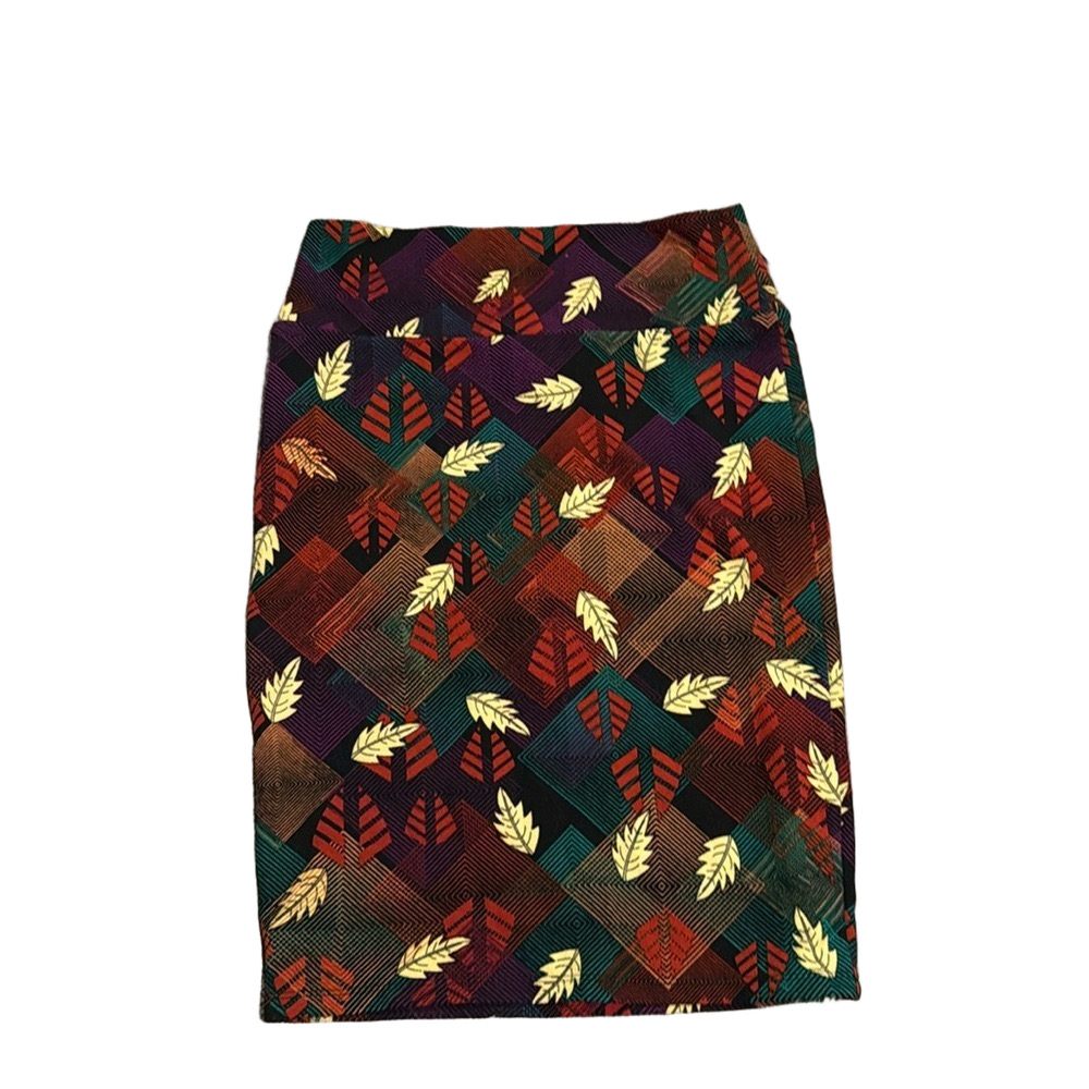 LuLaRoe Cassie Leaf Print Stretch Pencil Skirt SIZE M Colorful Abstract